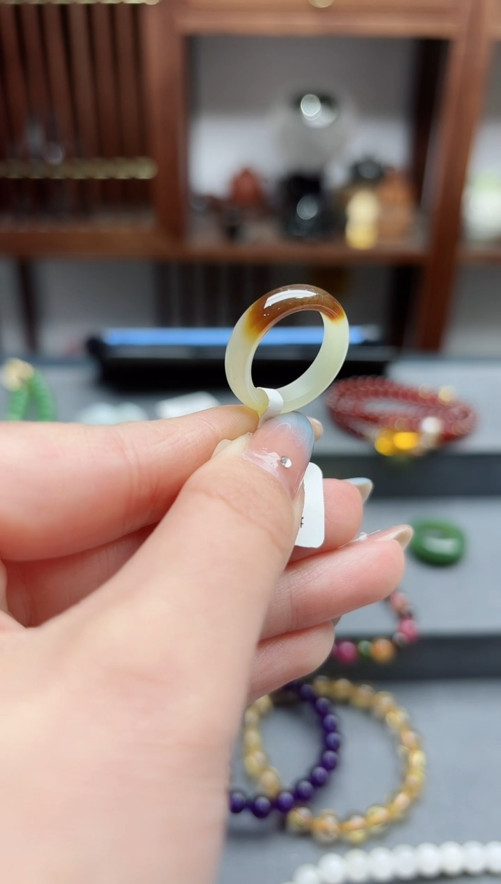 【闪购商品】和田玉指环未镶嵌糖白料指环12-13BDD