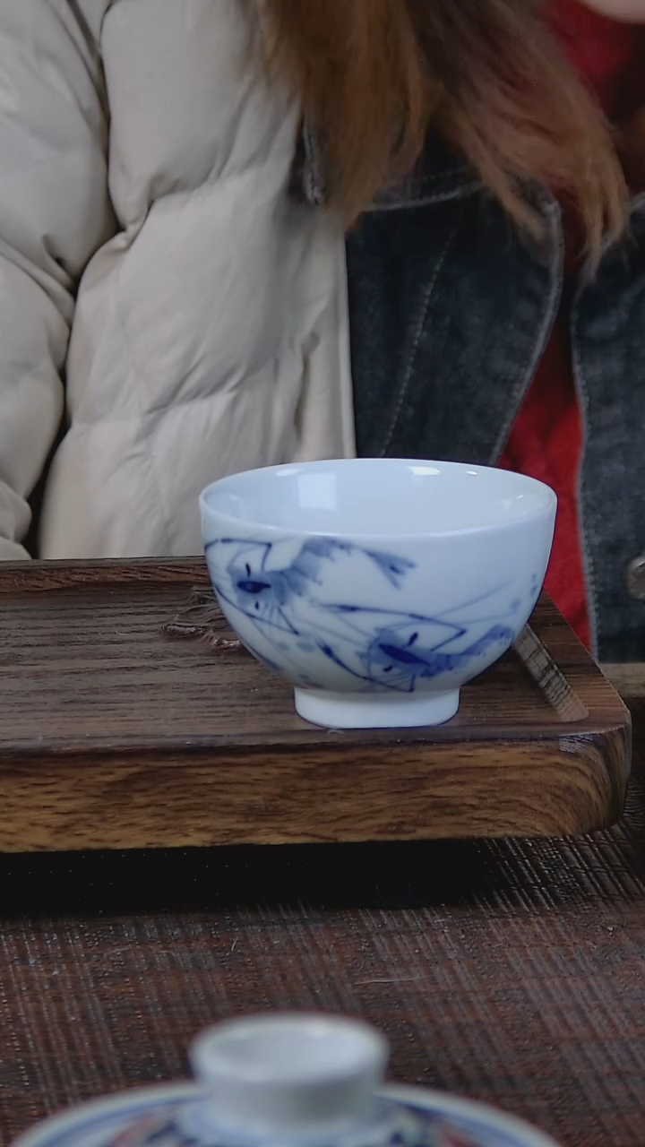 【闪购商品】折葵非器手工手绘虾趣鸡心杯