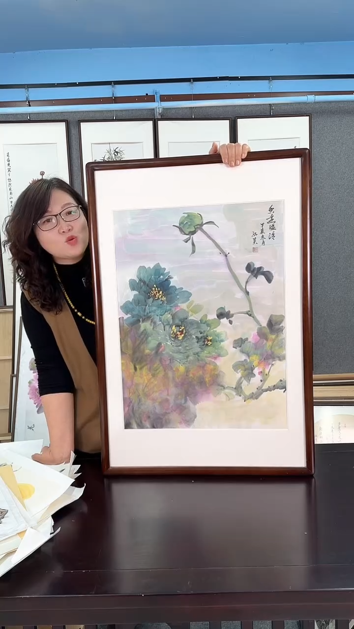 【闪购商品】国画实木装裱   荷花  