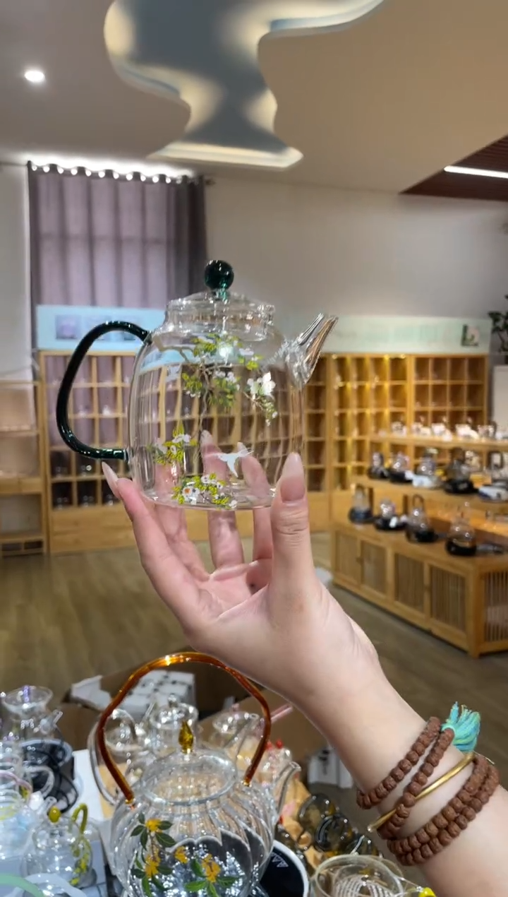 手工艺品玻璃秦权壶绿把梨花白燕啊