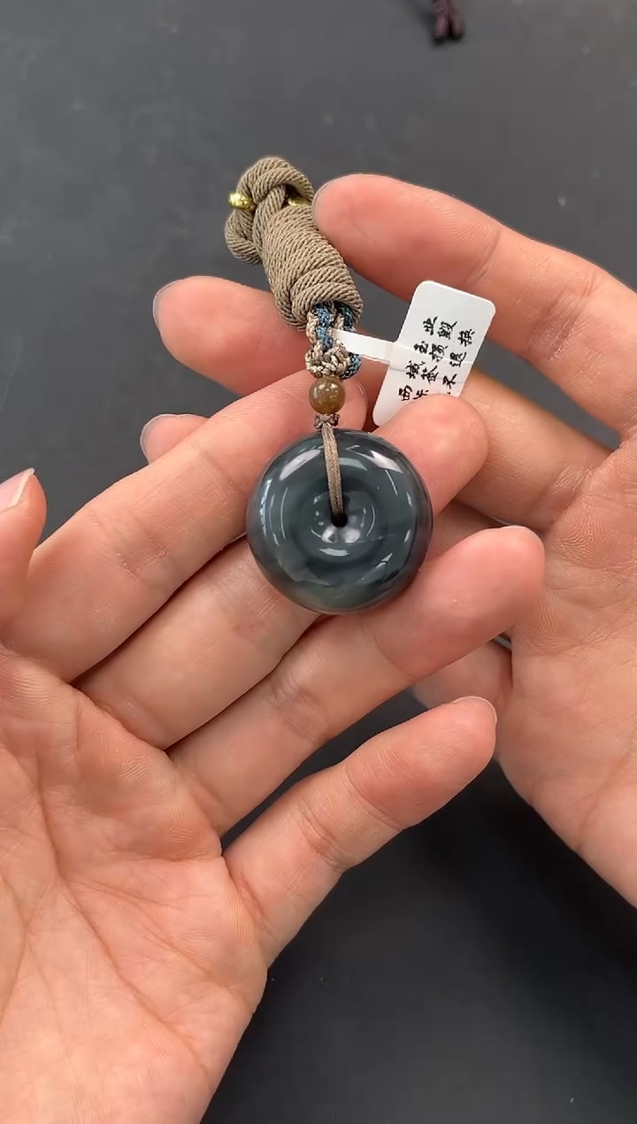 未镶嵌手串和田玉若羌青花平安扣微色差