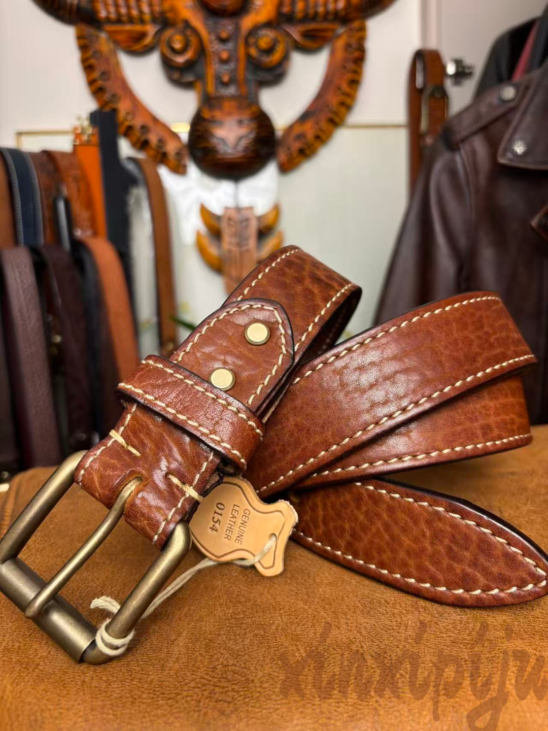 新款7MM加厚特厚牛皮牛子裤复古皮带真皮腰带男款腰带头层牛皮