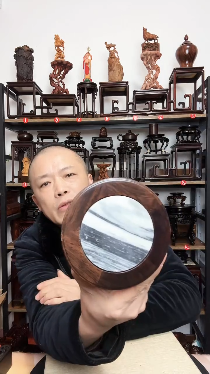 紫砂底座木12.5直径6.5高