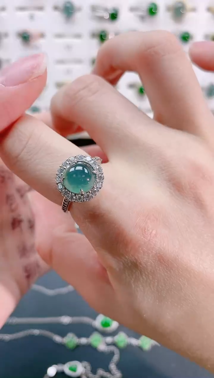 【闪购商品】翡翠戒指银S925镶嵌天然翡翠