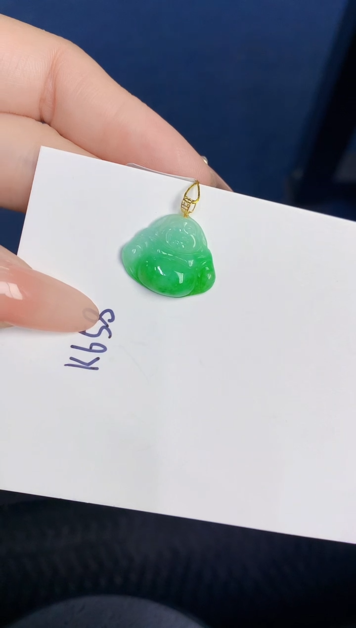 颈饰18K金镶嵌翡翠缅甸天然翡翠A货