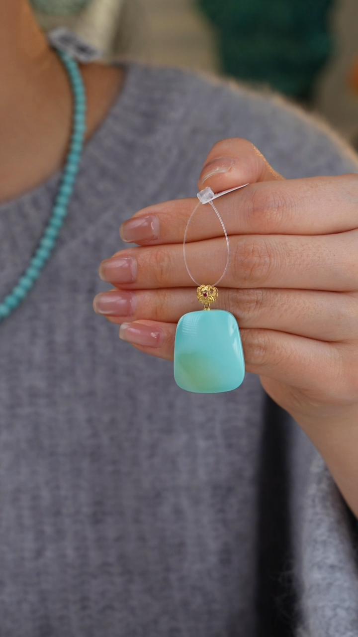 【闪购商品】绿松石吊坠(不含链)18K金镶嵌1