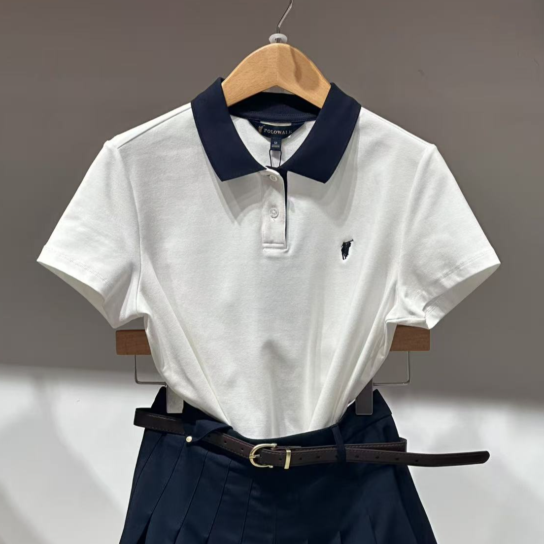 POLOWALK女士夏季POLO衫简单百搭显气质显瘦[上衣]
