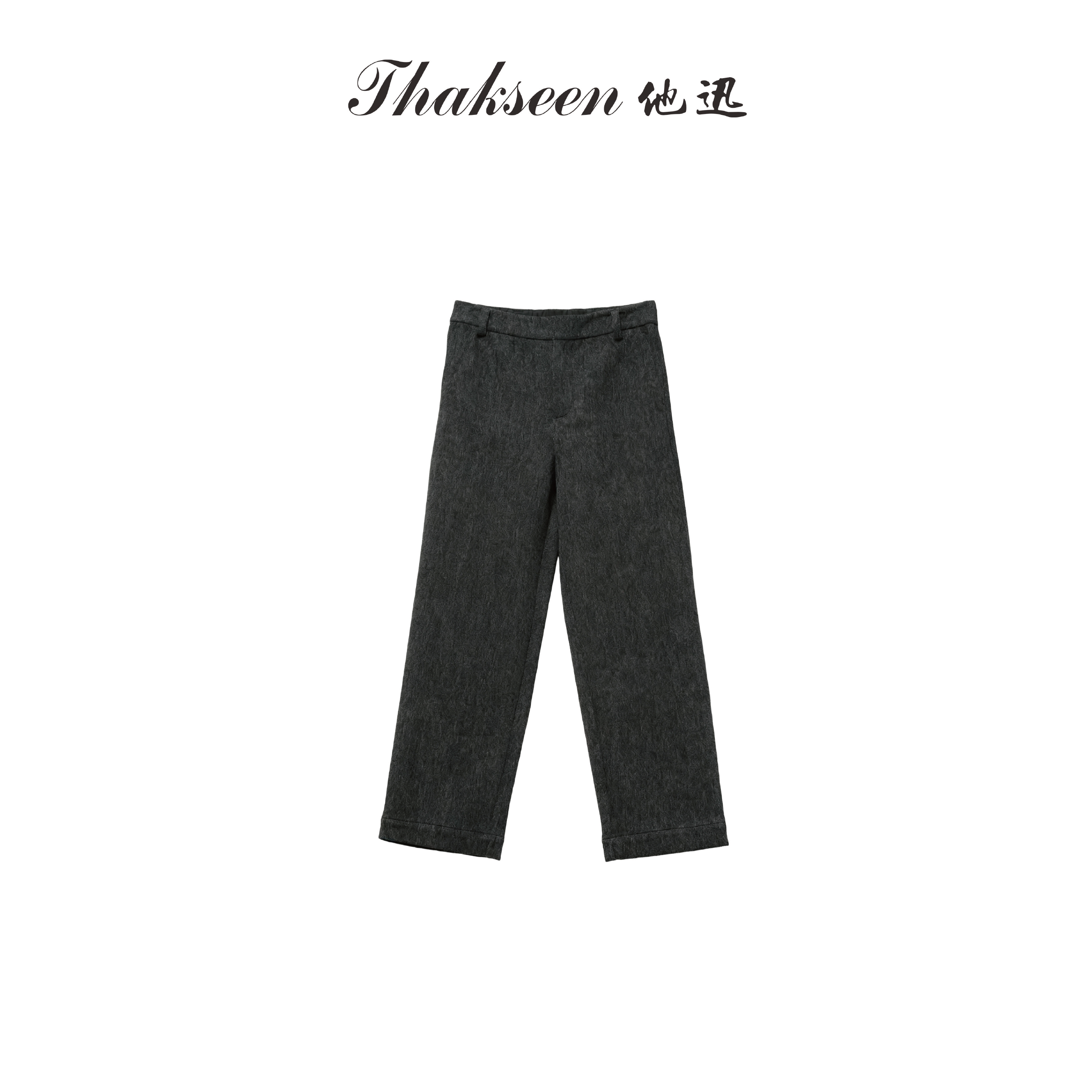 thakseen/他迅冬款后腰橡筋毛呢直筒九分裤625413310198