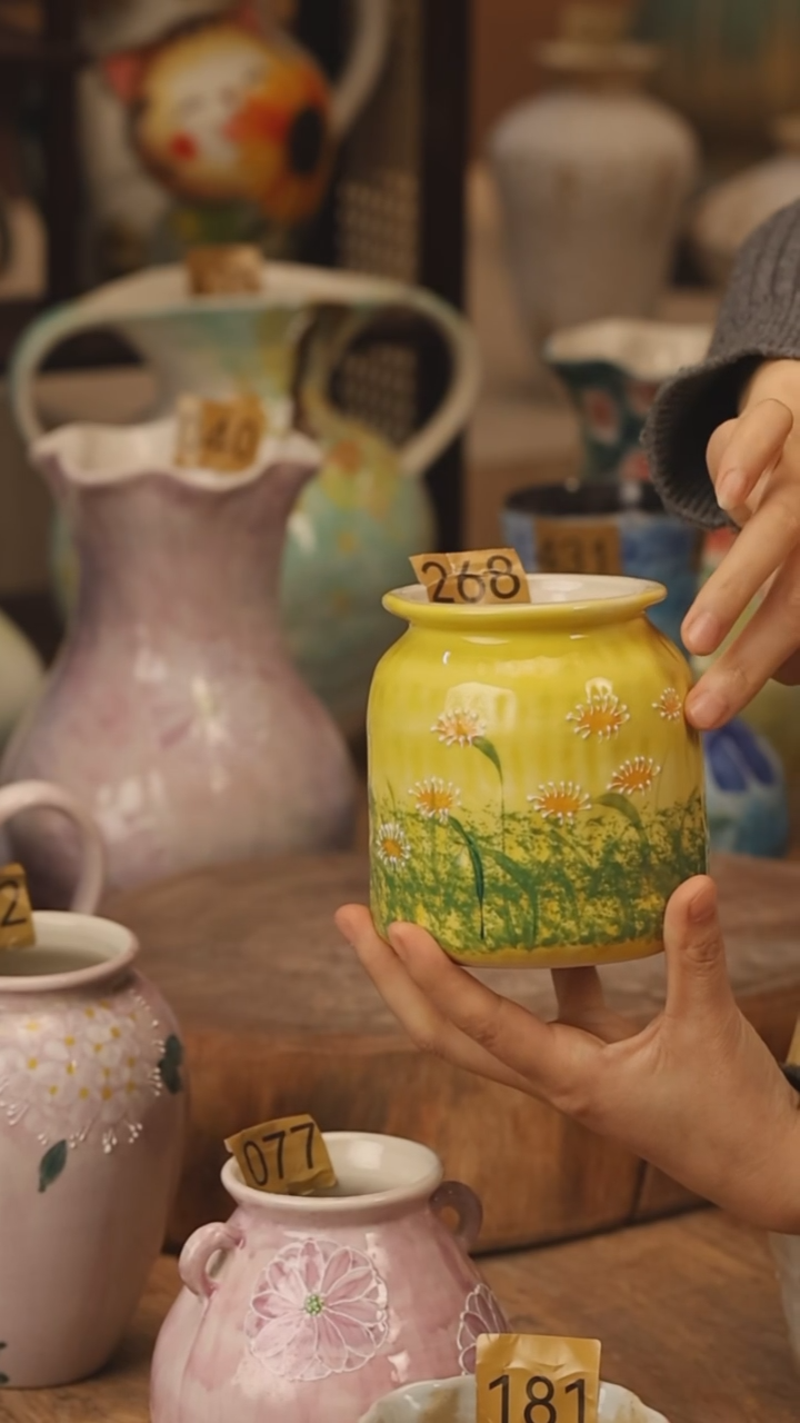 陶瓷景德镇设计师手作花器摆件侘寂风@M268@