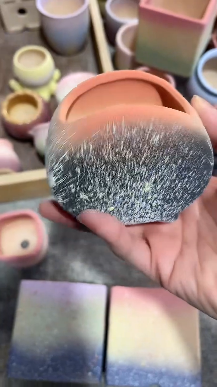 麦饭石粗陶多肉花盆6*4*7