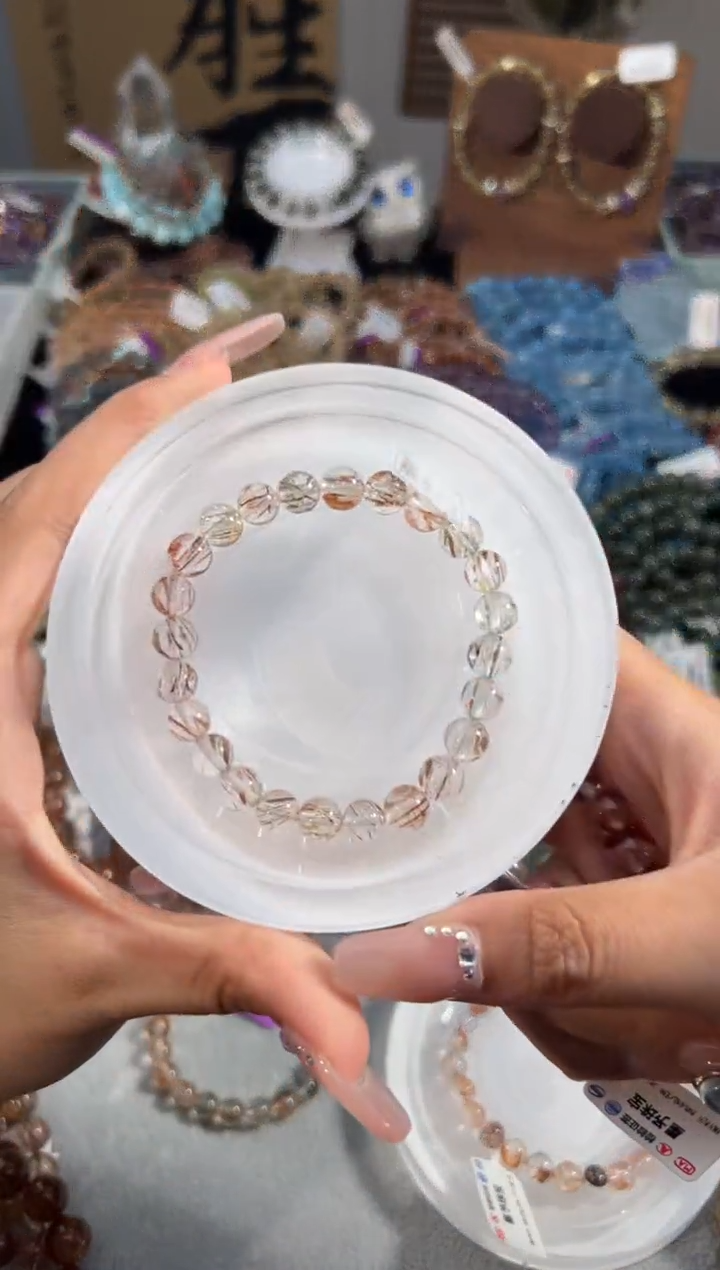 水晶手串未镶嵌黑金超七手串7+