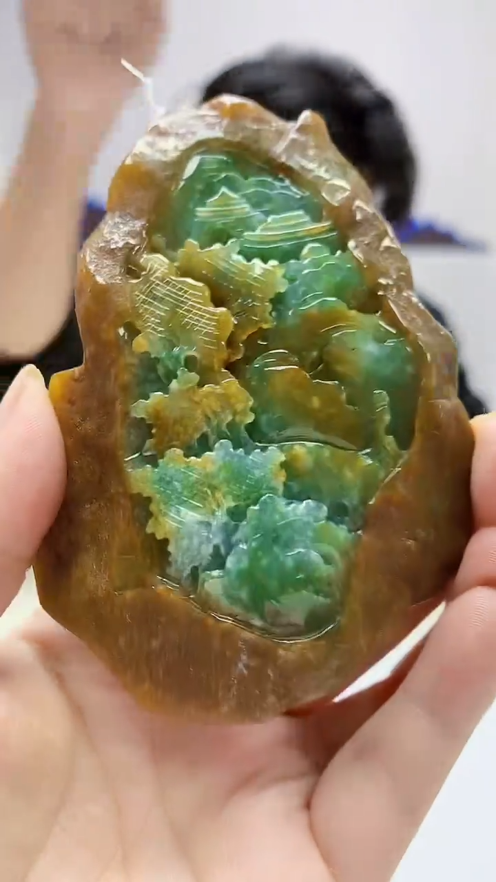 定制翡翠未镶嵌5145ms-毛货114山水