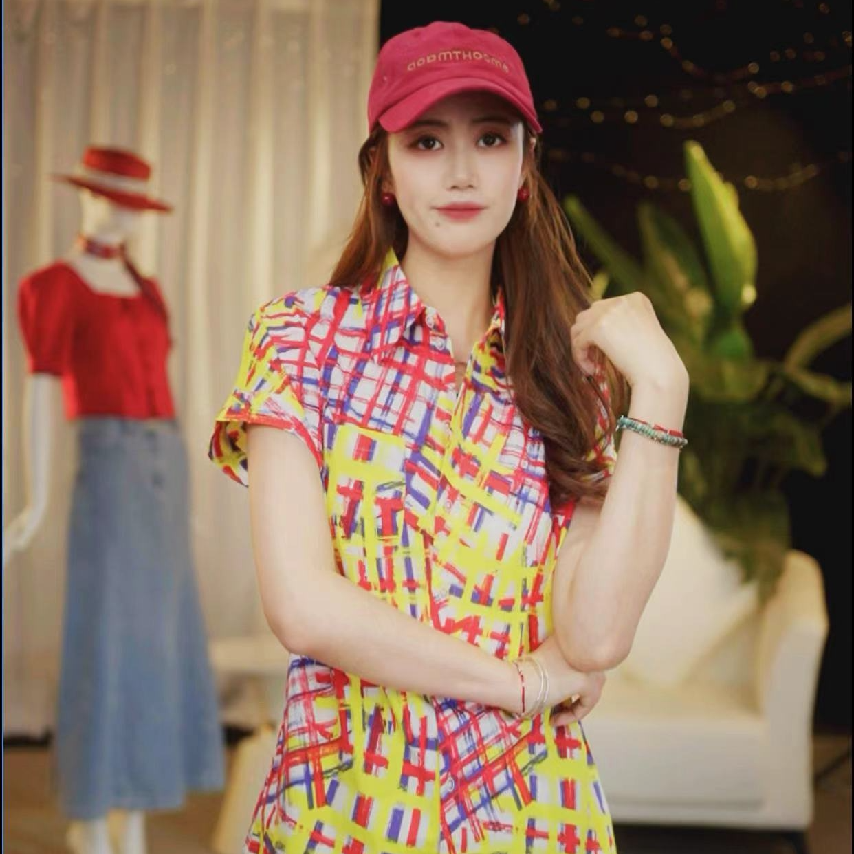 GIRDEAR/哥弟夏季新潮青春活力休闲度假短袖衬衣1300637