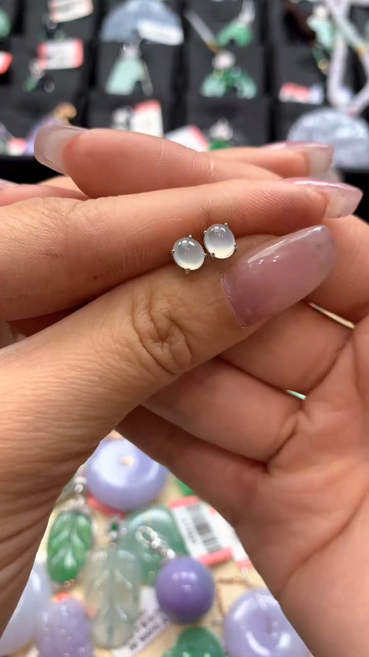 【闪购商品】翡翠耳钉银S925镶嵌天然A货翡翠没运费险