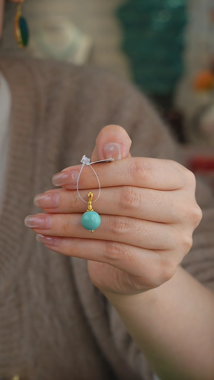 【闪购商品】绿松石吊坠(不含链)18K金镶嵌1