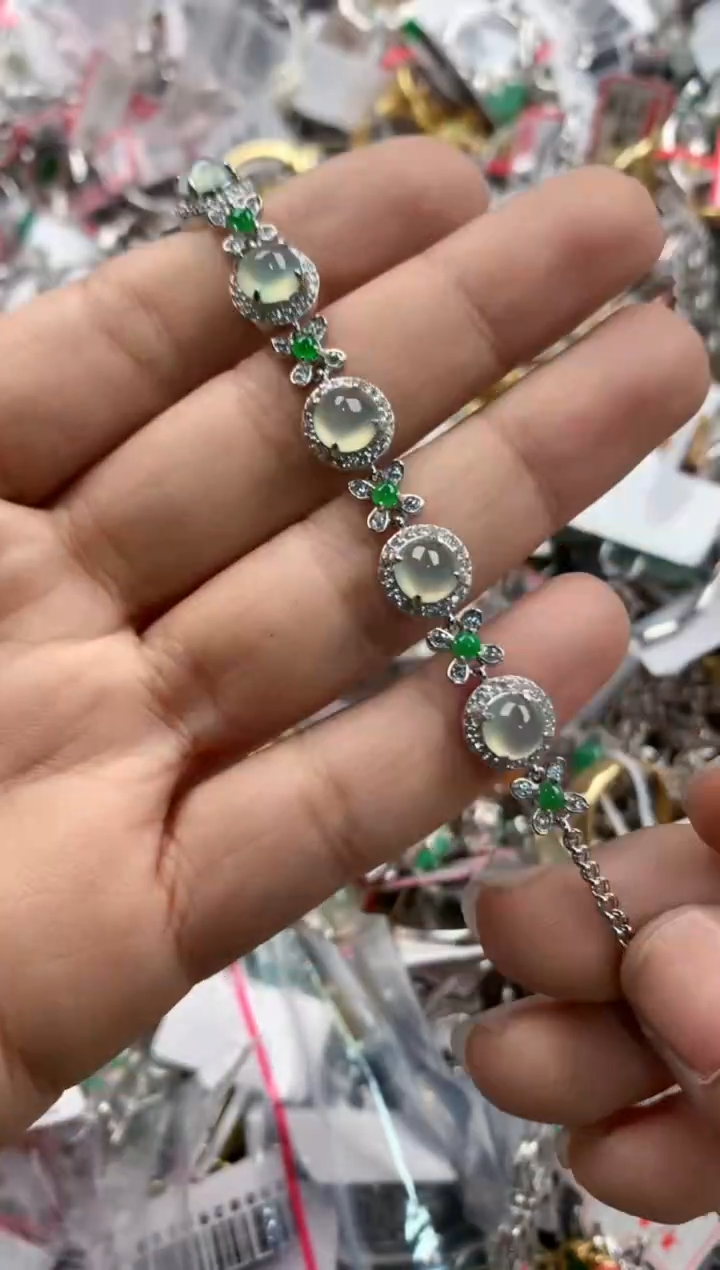 银S925镶嵌戒指翡翠7777----7