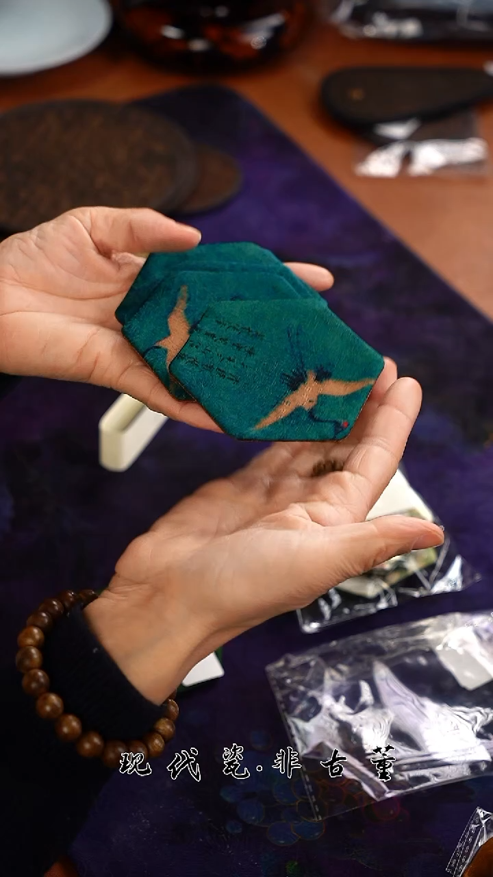 （售后需完整开箱视频）仙鹤六角杯垫