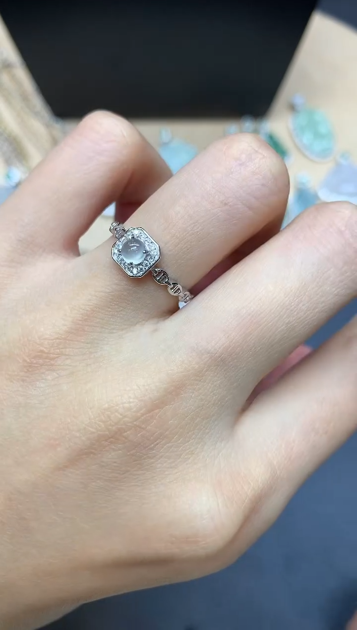 【闪购商品】翡翠戒指银S925镶嵌蛋面【多样性发其一】