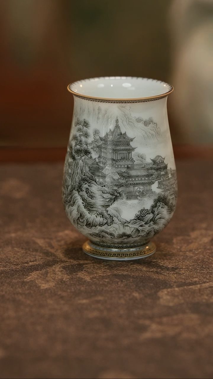 陶E****g手绘墨彩蓬莱仙境小闻香杯