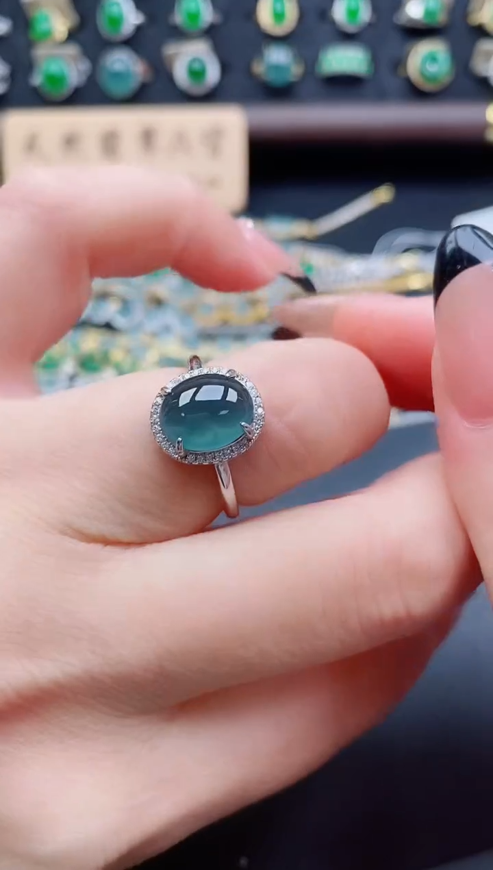 银S925镶嵌戒指翡翠1