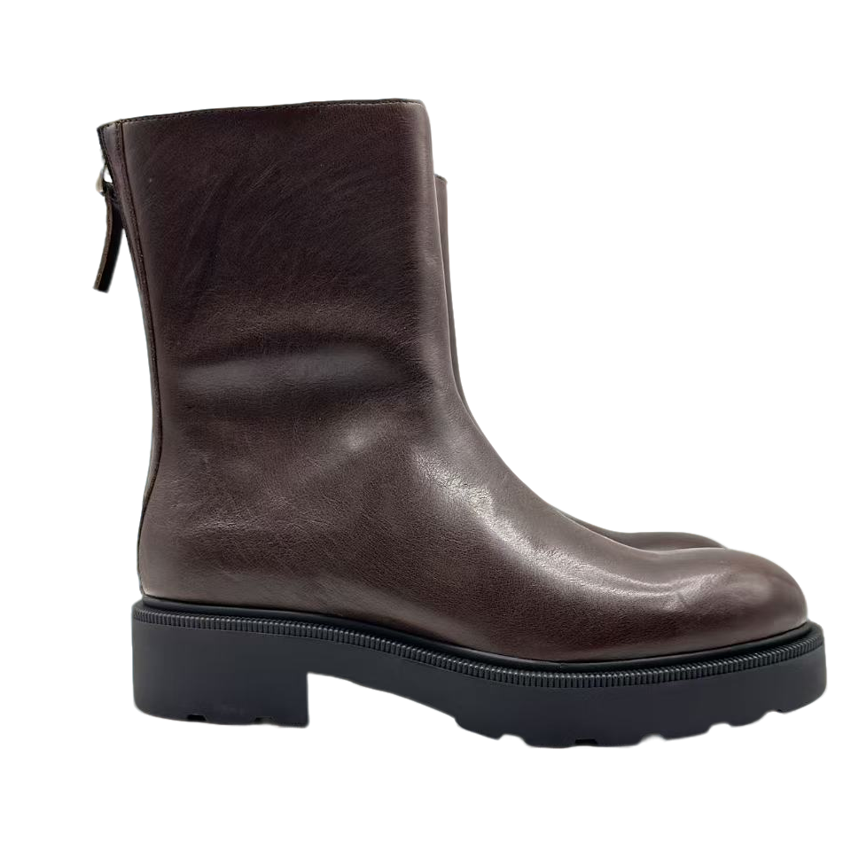 女靴复古休闲风圆头秋季短靴中跟时尚粗跟【0031】