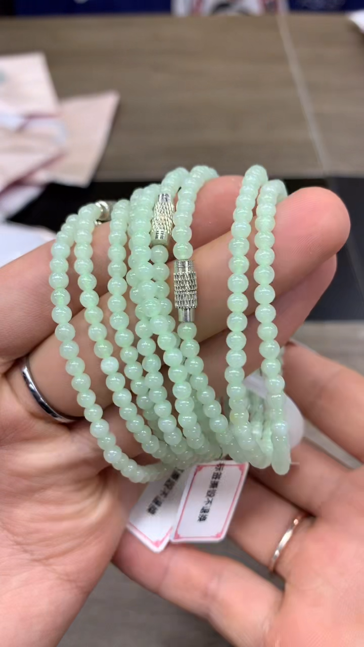 【闪购商品】翡翠手串银S925镶嵌翡翠手串随机多样性发1