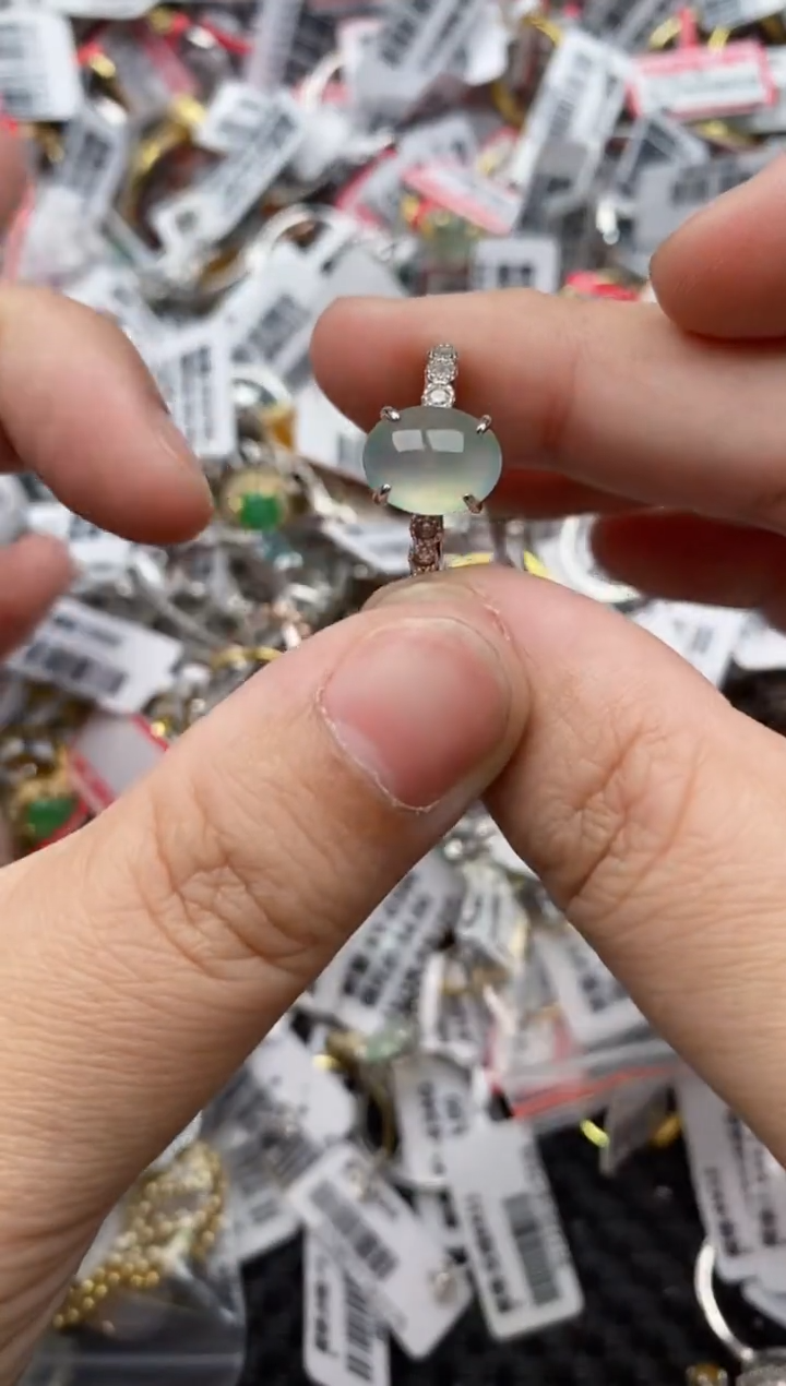 【闪购商品】翡翠戒指银S925镶嵌5555---7