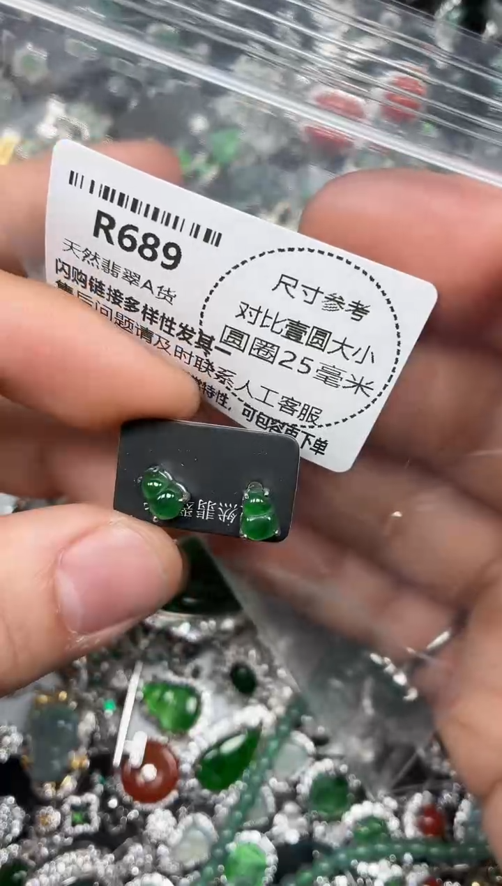 颈饰未镶嵌翡翠R689耳钉