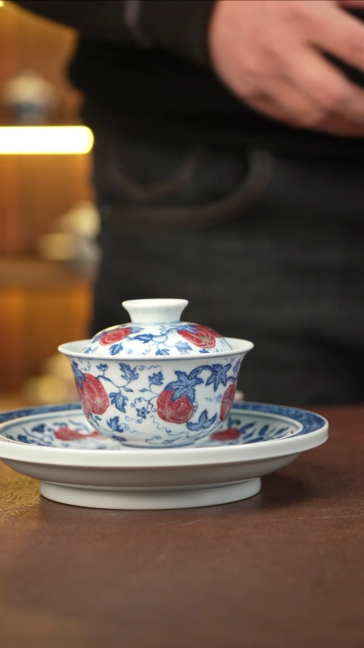 景德镇手工手绘茶器  盖碗加壶承