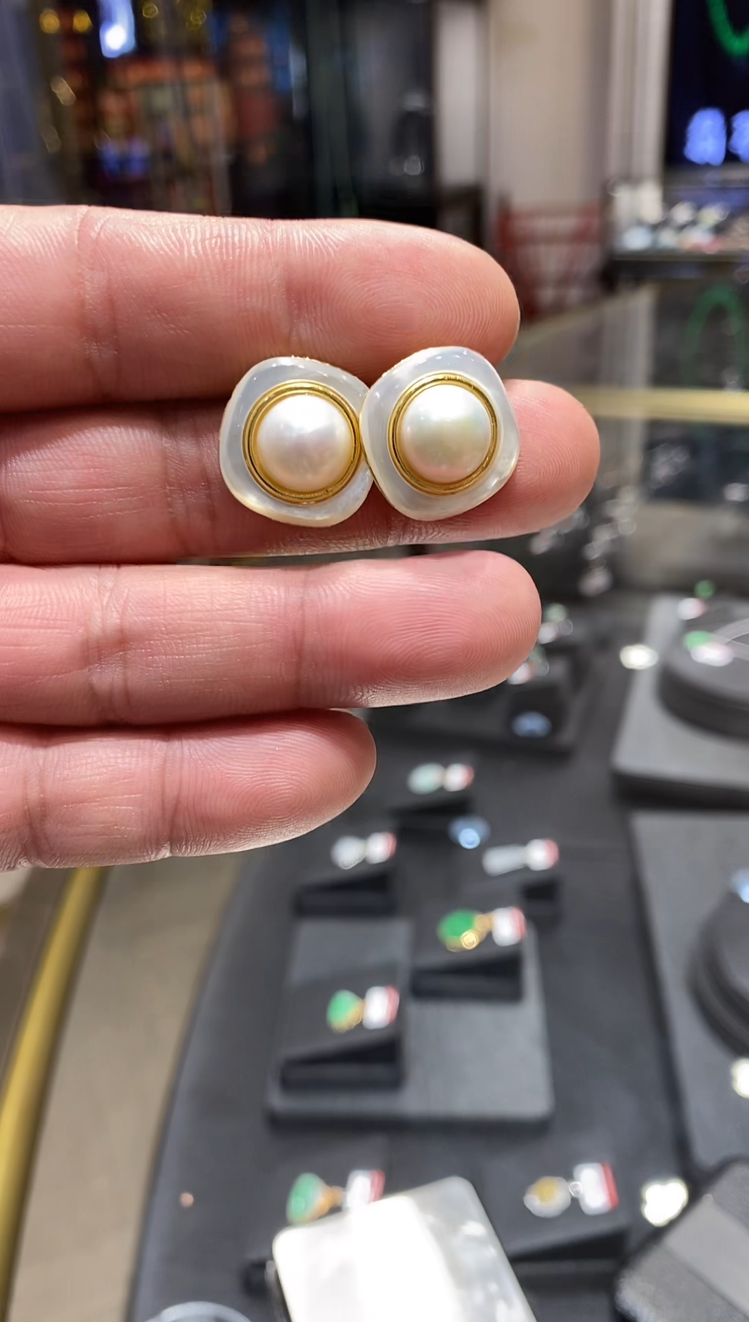 【闪购商品】拼合珍珠（马贝珠）耳饰银S925镶嵌亏米福利