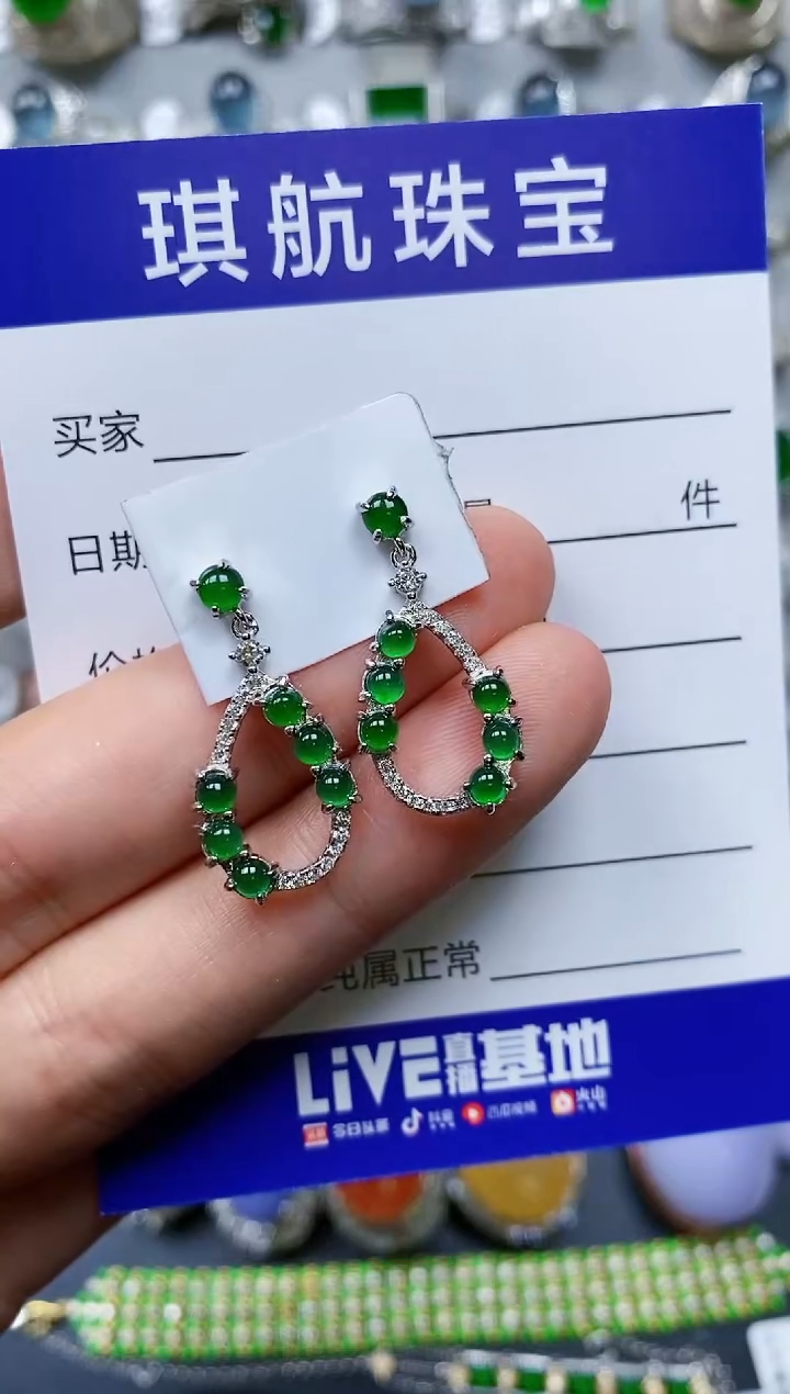 【闪购商品】翡翠耳饰银S925镶嵌0272
