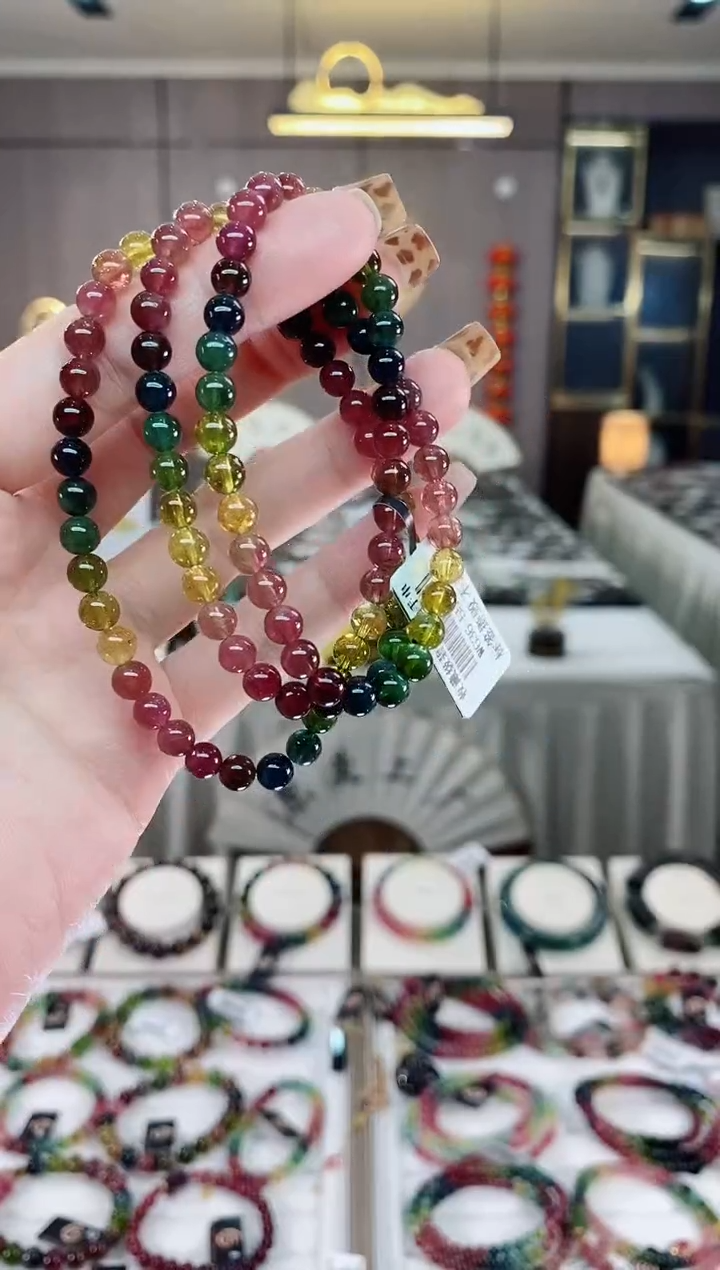 【闪购商品】三圈手串5mm+未镶嵌碧玺dan多样性发货一条