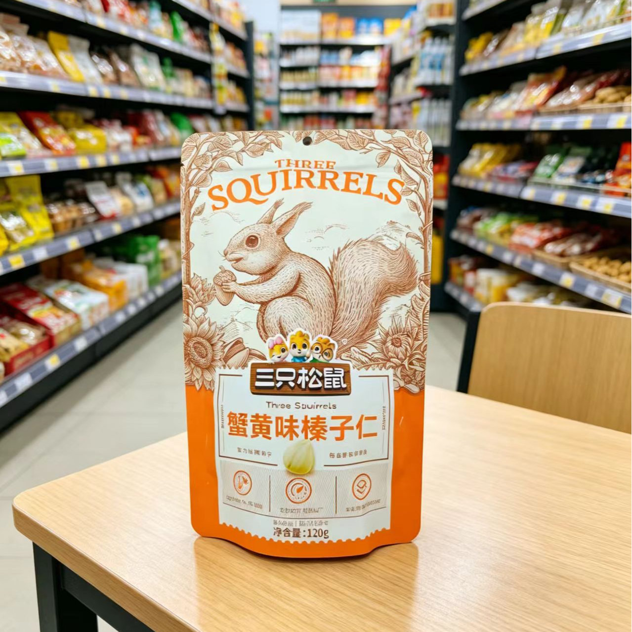 三只松鼠蟹黄味榛子仁120g*3袋7月到9月