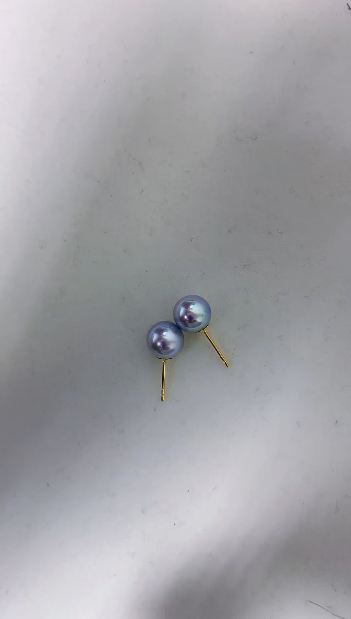 【闪购商品】海水珍珠饰品18K金镶嵌7.5-8真多麻色素钉定制