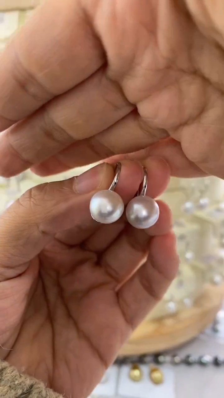 【闪购商品】海水珍珠耳饰银S925镶嵌9-10mm