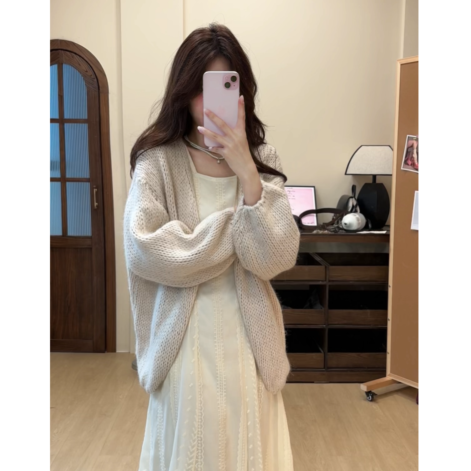 1031韩系温柔风百搭蓝色针织开衫女春秋新款慵懒软糯宽松外套上衣