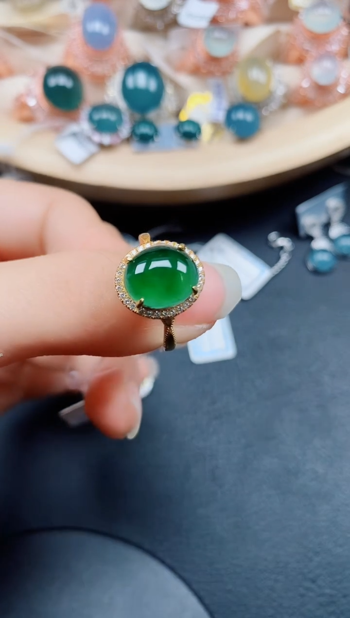 【闪购商品】翡翠戒指银S925镶嵌翡翠