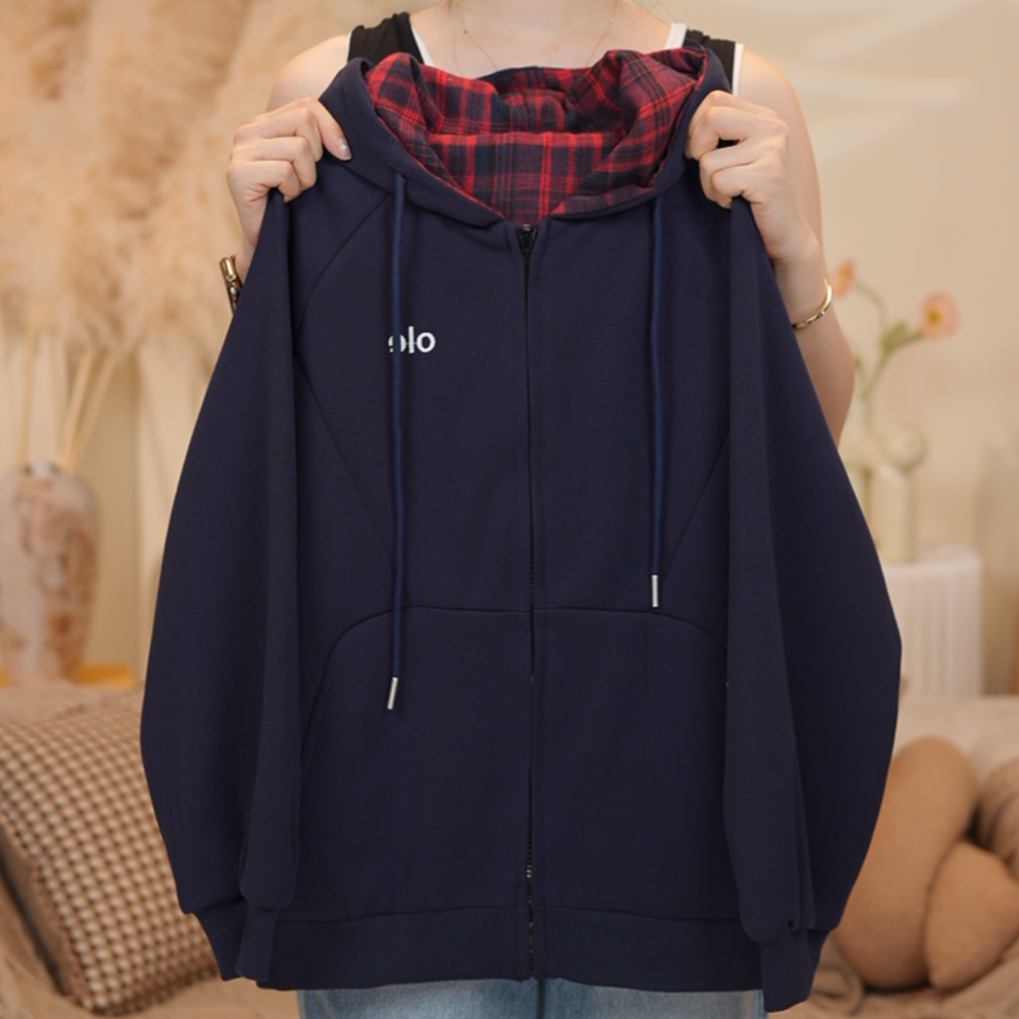 女大童秋装外套两面穿洋气青少年初高中生连帽拉链衫卫衣开衫上衣