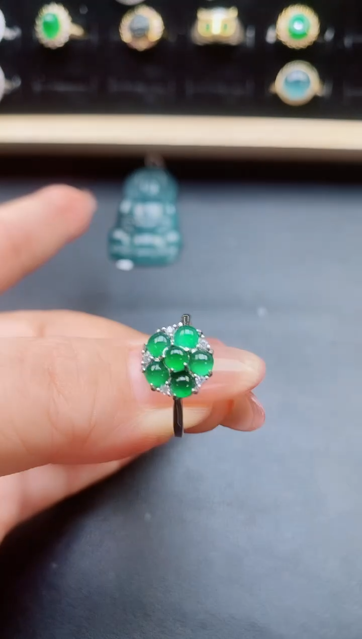 翡翠戒指银S925镶嵌32131