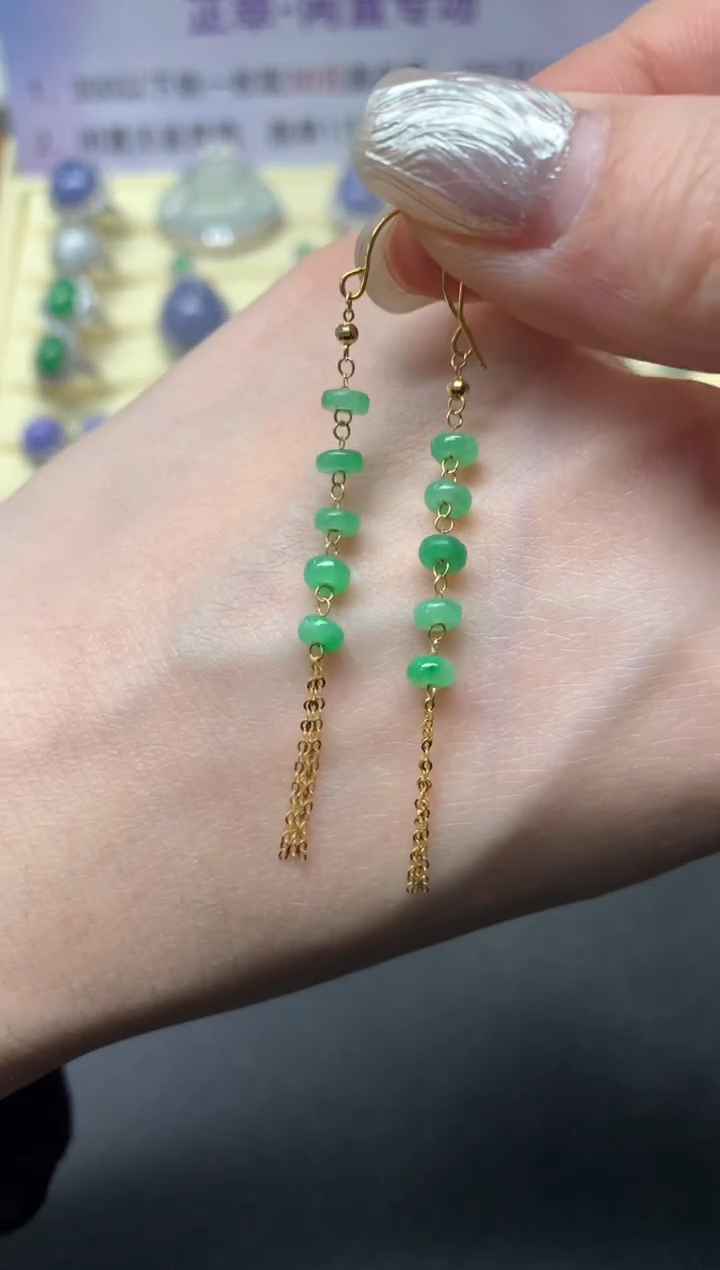 【闪购商品】翡翠耳饰18K金镶嵌多样性发其一|400+40