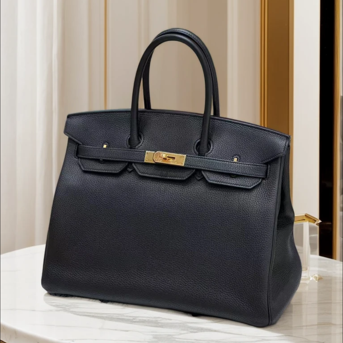 95新 Hermes/爱马仕 bk35手提包/黑金X刻/251125QCMYF01