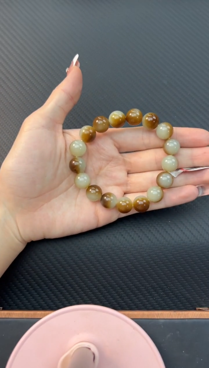 【闪购商品】和田玉手串未镶嵌若羌微色差卡12手串