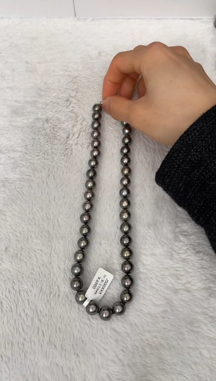 【闪购商品】海水珍珠项链银S925镶嵌大溪地9-11mm（多样性发一）