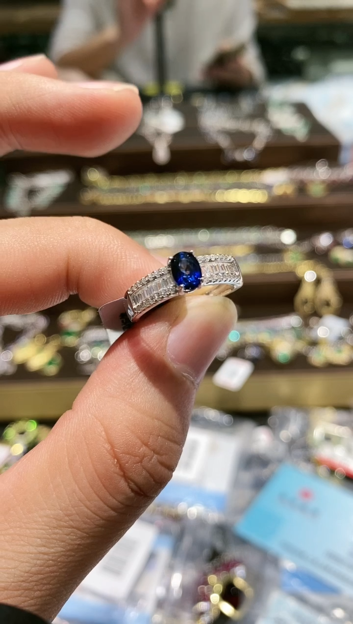 【闪购商品】蓝宝石戒指银S925镀金镶嵌戒指