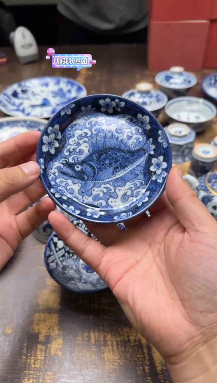 霖山窑桃花鳜鱼小茶托