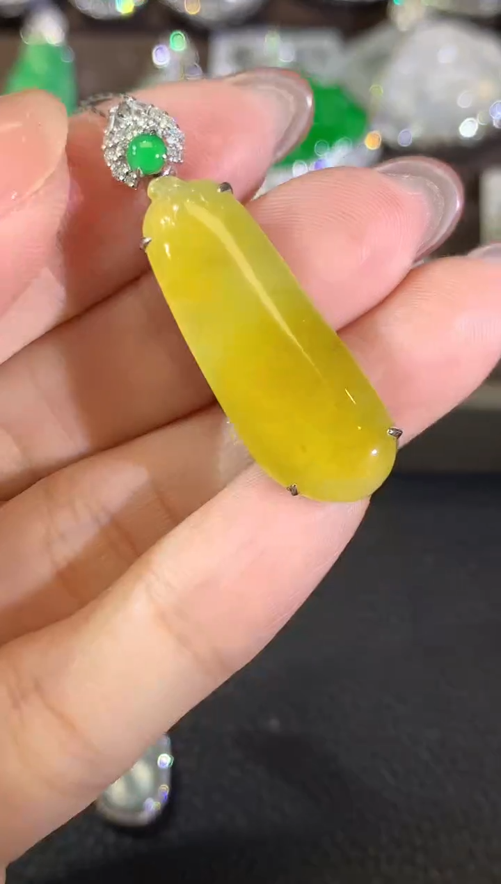 翡翠18K金镶嵌吊坠(不含链)D41