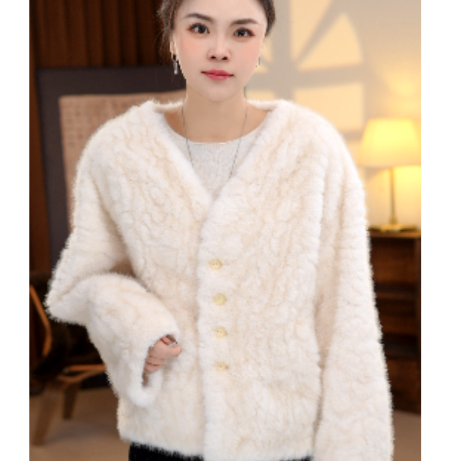 2025秋冬新款环保皮草短款高级围巾领毛毛外套-503