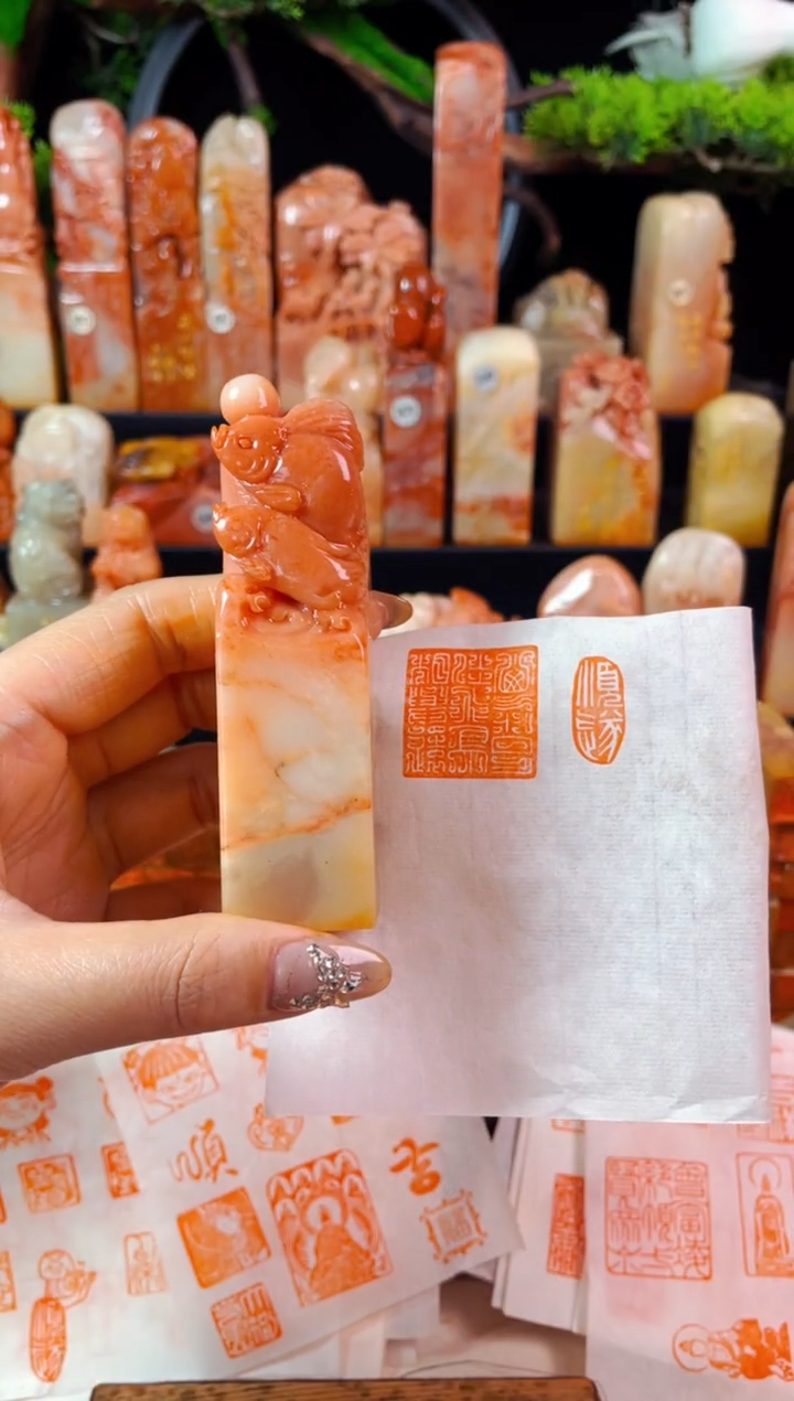 【闪购商品】老挝石印石手工篆刻《山气日夕佳飞鸟相与还》