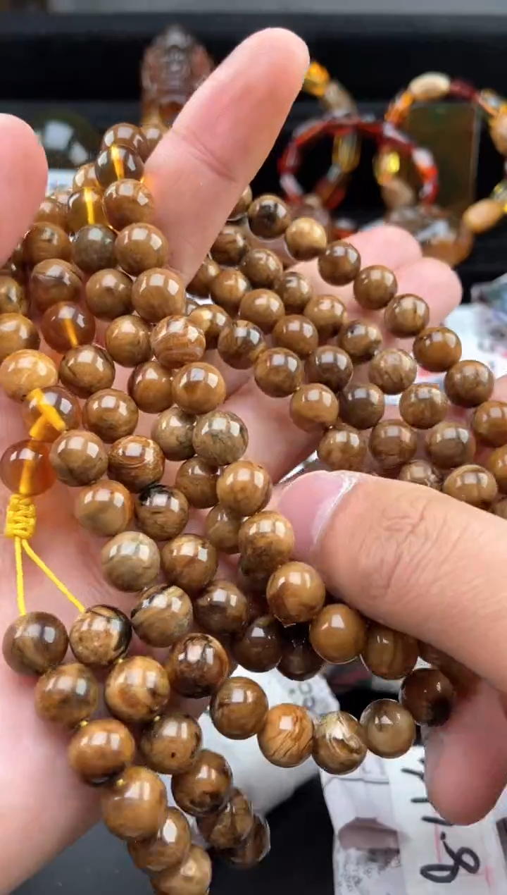 【闪购商品】琥珀手链未镶嵌根珀108多圈项链