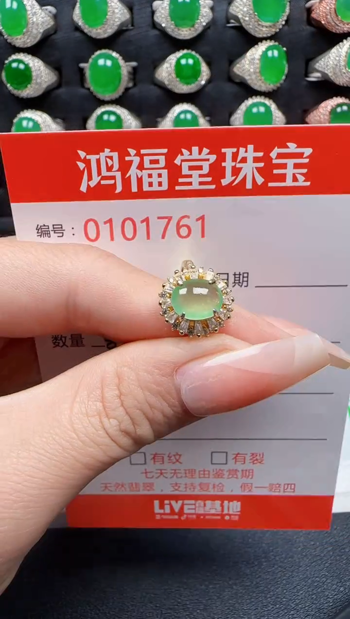 【闪购商品】翡翠戒指银S925镶嵌1761